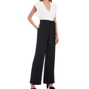 ELIZA J V-Neck Flutter Sleeve Tie Waist